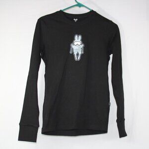 Fera Style Women's Long Sleeve Shirt Black Bunny Ski Goggle Graphic Size S